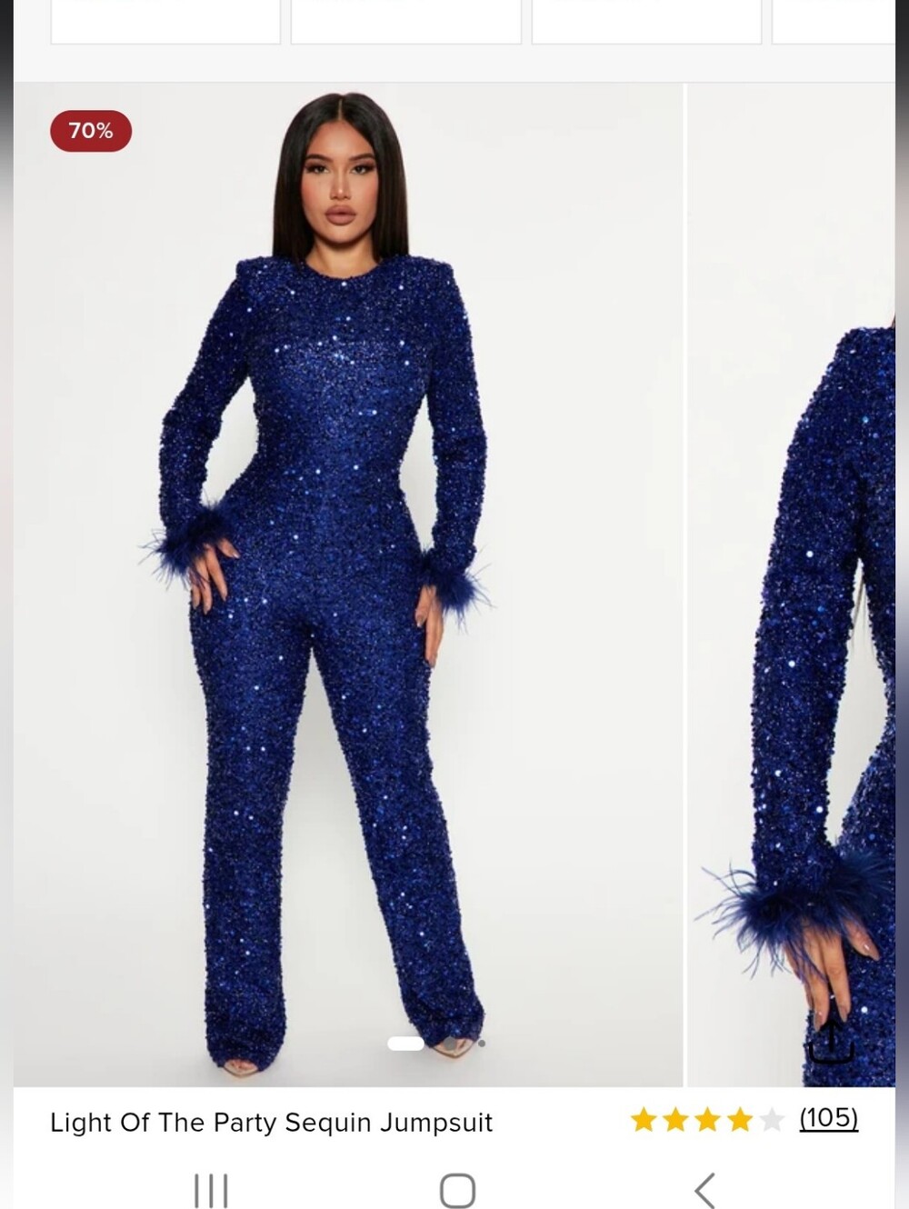 Fashion Nova Light Of The Party Sequin Jumpsuit, Large NWT